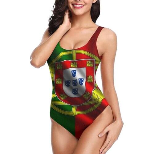 Womens One-Piece Swimsuits Portugal Flag Backless Bikini Sexy Ladies Summer Beach Swimwear Bathing Suit