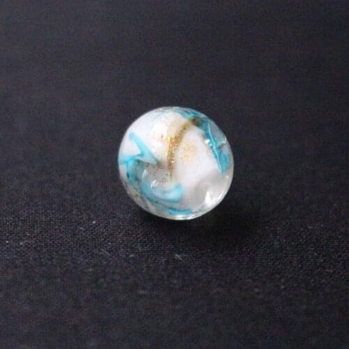 10pcs/lot 12mm 14mm Lampwork Glass Beads With Ocean Blue Gold rotation for earring necklace making