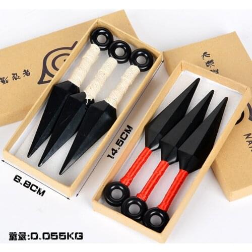 3pcs/box High quality 3styles Akatsuki Hatake Kakashi Haruno Sakura Kunai Shuriken Weapons Cosplay PVC Cosplay Accessories