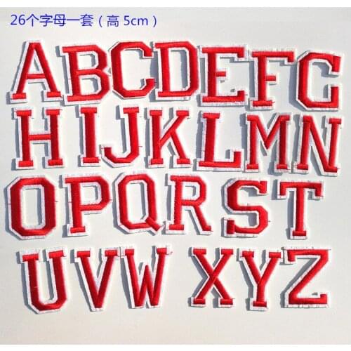 5pc Red Letter Embroidery Iron on Name Patch Clothes Bag Shoes Diy Stickers 26 Alphabet Sew on Kids Dress Decoration Appliques