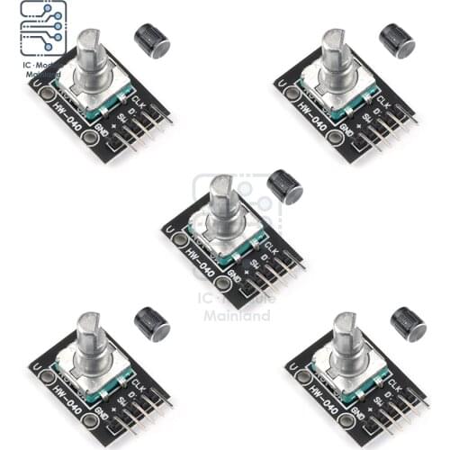 5Pcs/lot KY-040 Rotary Encoder Module 360 Degrees Brick Encoder Sensor + KY-040 Potentiometer Knob Cap For Arduino 15x16.5 mm