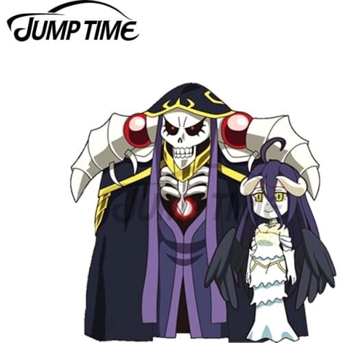Jump Time 13 x 11cm For OVERLORD Momongaand Albedo Chibi Car Bumper Stickers Vinyl Car Wrap Decal Waterproof Occlusion Scratch