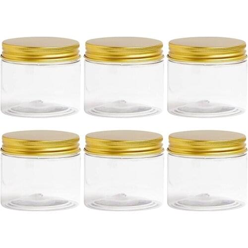 6Pcs Plastic Jar with Lid, Transparent Jar with Lid, Plastic Mason Jar, Cosmetic Storage Container, Slime Storage Jar