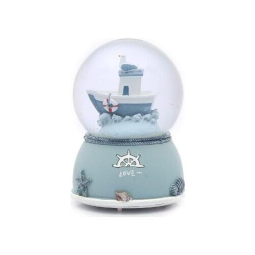Big size Snow Globe Ship Figured Musical luminous Snow Jet