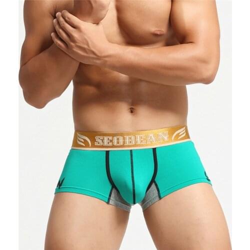 Brand SEOBEAN Mens Underwear Boxer Shorts Breathable cotton Trunk Underpants Sexy solid Boxer For Man