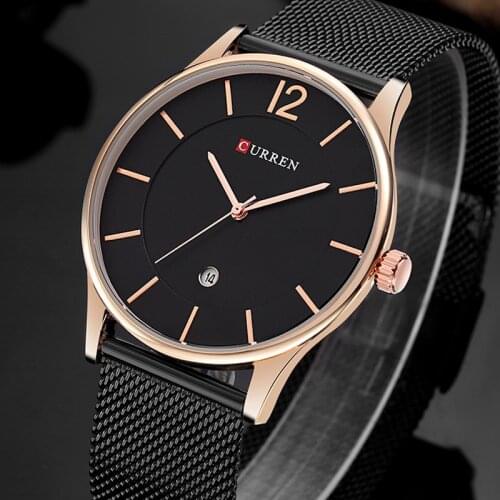 CURREN Top Watches Men Luxury Brand Mesh Steel Strap Slim Male Clock Men Watch Business Fashion Casual Watches relogio masculino