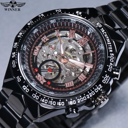 Winner Mechanical Sport Design Bezel Gold Mens Watches Top Brand Luxury Montre Homme Clock Skeleton Fashion Automatic Watch Men