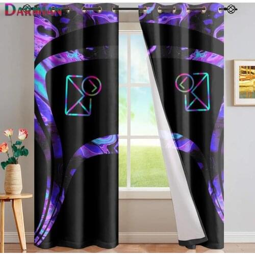 DARMIAN New Envelope Mailer Postman Dark Psychedelic Trippy Design Modern Style Curtain for Home Bedroom Blackout Curtains Decor