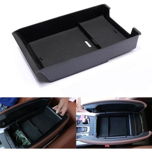 YAQUICKA Car Armrest Box Storage Holder Container Tray Fit For BMW X5 F15 2014 2015 2016 2017 For X6 F16 2016 2017