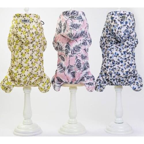 Pet Cat Dog Raincoat Hooded Sun-proof Clothing Summer Casual Print Waterproof Jacket Soft Breathable Pet Cat Small Dog Rainwear