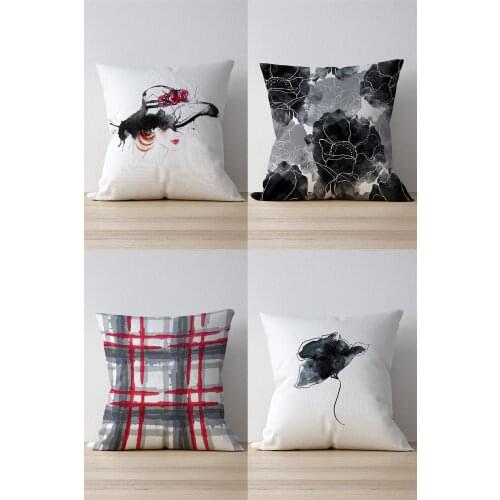 Double Side Printed Floppy Line Pattern 4'Lü Suede Pillow Decorate Case Good Quality Stylish Home Garden Room Kitchen Gift Convenient Decorative Modern