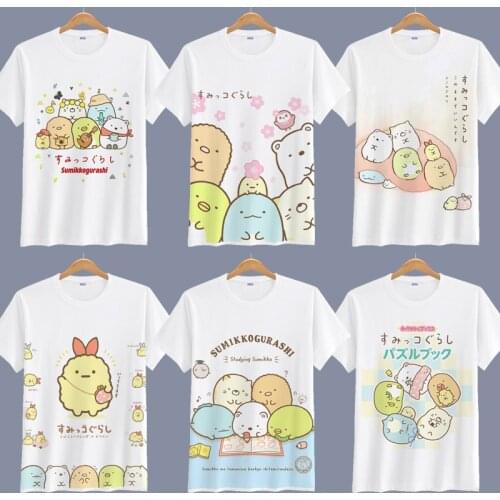 2019 New Anime Sumikko Gurashi Cotton T Shirt for Women Student Cartoon O Neck Short Sleeve T-shirts Summer Clothes Top Tees