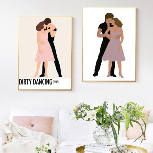 The Dirty Dancing and Pulp Fiction illustration Canvas Painting Modern Minimalist Posters and Prints Wall Art Pictures Decor