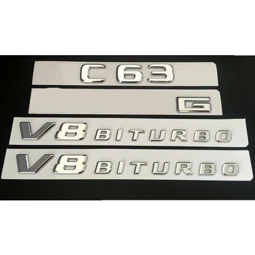 Chrome C63 FOR A M G V8 BITURBO Trunk Fender Badges Emblems W205