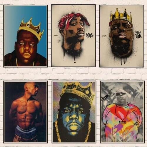 Notorious B.I.G. Biggie Poster Tupac Shakur 2pac Posters and Prints Art Wall Picture retro Kraft Paper Home Decoration 1002