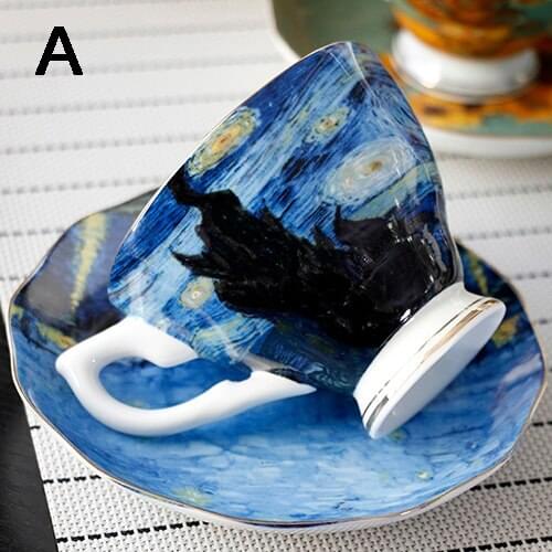 British Style Flower Bone China Coffee Cup and Saucer Set High-end Afternoon Tea Pastoral Style Flower Tea Cup