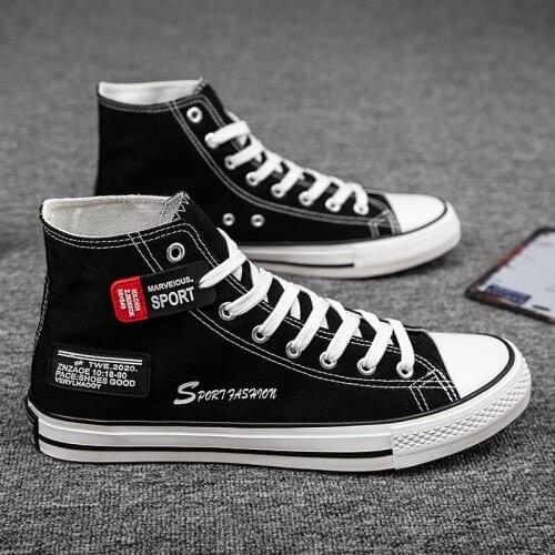 Men Canvas Sneakers Comfortable Shoes Flats Casual High Walking Shoes Plus Large Size 44