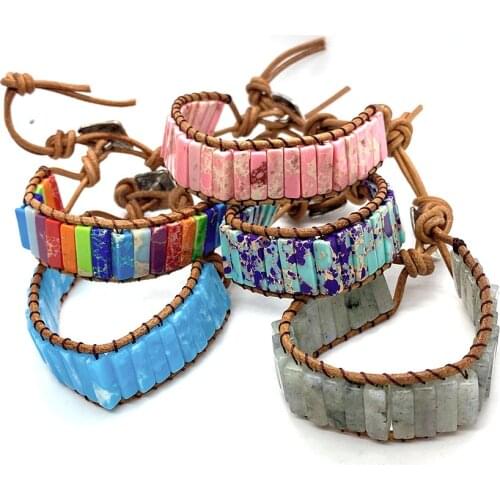 Natural Stone Braided Bracelet Hand-woven Imperial Stone Yoga Bracelet Seven Chakra Energy Stone Ethnic Style Bracelet 7.5inches