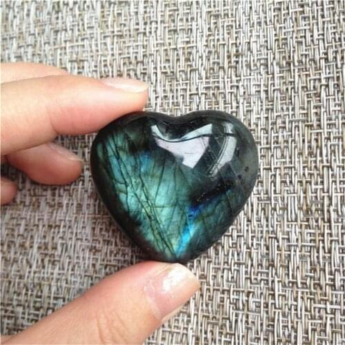 Natural Crystal Moonstone Heart Shape Polished Healing Quartz Labradorite Palm Stone Home Desktop Decorations Bookshelf Ornament