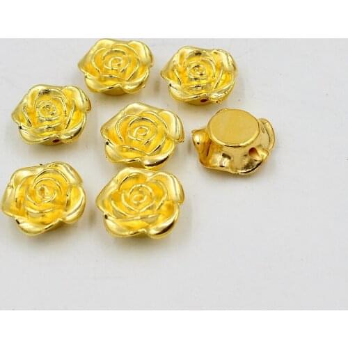 New 12mm/19mm Color Gold Resin ABS Imitation Pearls Rose Flower Designed Flat Back Cabochon Pearls For DIY Decoration
