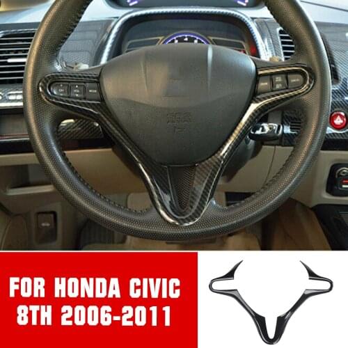 ABS Carbon Fiber Steering Wheel Frame Cover Trim Frame For Honda Civic 2006-2010 2011 Car Accesories Interior