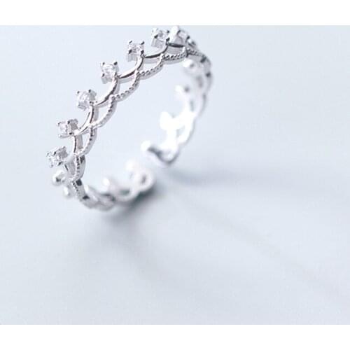 925 sterling silver rings for women Jewellery Adjustable ladies silver 925 jewelry open s925 crown Princess rings
