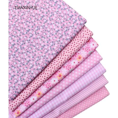 TIANXINYUE 7pcs 50cmx50cm Pink 100% Cotton Quilts Fabric for DIY Sewing Patchwork Kids Bedding Bags Baby Cloth Fabric