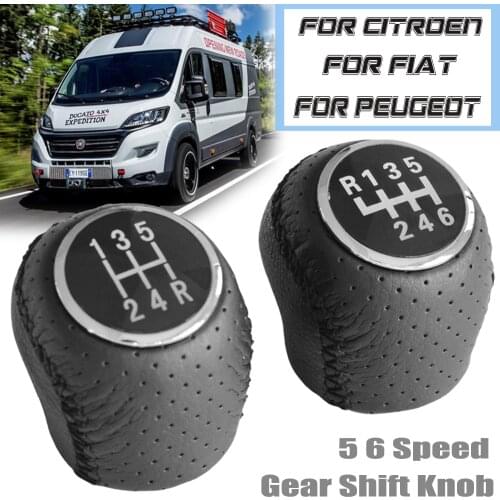 Car Real Leather 5 6 Speed Manual Gear Shift Stick Knob Lever HandBall Car Styling Fit For Fiat/Citroen/Peugeot Boxer 2002-2014