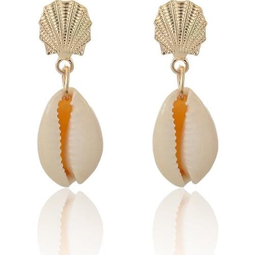 New Sea Shell Pendant Earrings Gold Color Statement Earrings For Women Weddings Party Irregular Geometric Jewelry Gifts