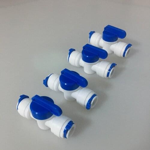 RO Straight 1/4" 3/8"OD Hose Quick Connection Pipe Control Fittings Plastic Water Ball Valve Reveser Osmosis Aquarium Fittings
