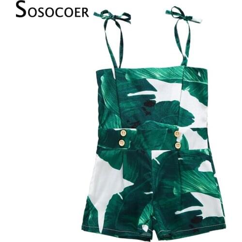 SOSOCOER Baby Girl Clothes Newborn Baby Girl Romper Baby Bodysuit Infant Jumpsuits Sling Banana Leaf Summer Children Clothes