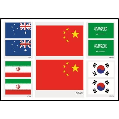 Rocooart 2020 Soccer Cup Taty Asia 5 Countries Flag Fake Tattoo For Men Waterproof Temporary Tattoo Sticker Women Fans Tatuagem