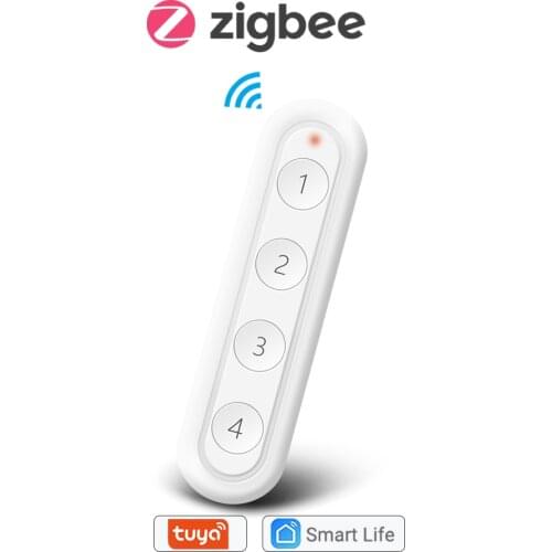 Tuya ZigBee 3.0 Wireless 4-Button Portable Remote Works with Smartthings Conbee Deconz Stick Domoticz Hub Required