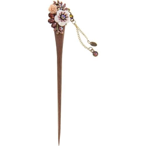 Vintage Annatto Ethnic Flower Colored Crystal Cluster Classic Hairpin Purple