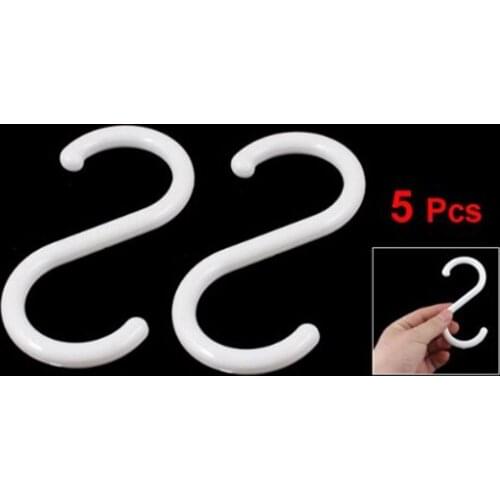 Top quality 5 Pcs White Plastic S Shape Hanger Hook for Home Clothing Baskets
