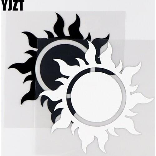 YJZT 13.5×13.5CM Bright Sun And Fire Like Ray Fire Sun Personality Vinyl Car Stickers Decals Black / Silver 10A-0433