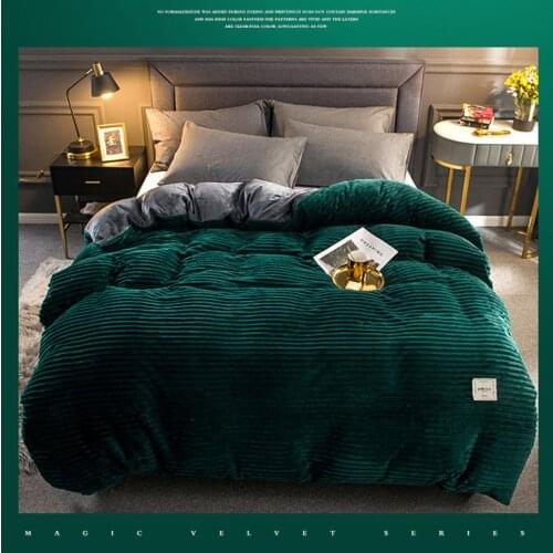 Green Winter Soft Warm Coral Velvet High Quality Quilt Bed Cover Flannel Thickening Throw Blanket Duvet Bedding Cover