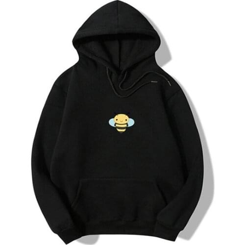 Explosive Style 2021 Oversized Hoodie Women Spring And Autumn New Printing Cute Bee Casual Loose Hooded Fleece Top Y082