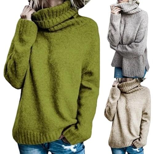 Womens Sweaters Winter Top Turtleneck Sweater Women Pullover Knitted Sweater Long Sleeved Women Soft Pullovers Loose large size