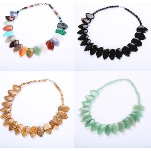 Boho Ethnic Charm Women Crystal Leaves Pendant Choker Chunky Statement Bib Necklace Jewelry For Gift 2020 New Fashion Wholesale