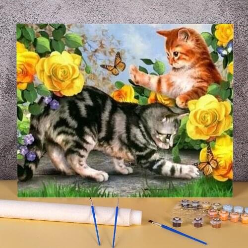 Animal Cat DIY Painting By Numbers Set Oil Paints 50*70 Picture By Numbers Photo Handmade Adults Wall Art Wholesale Drawing