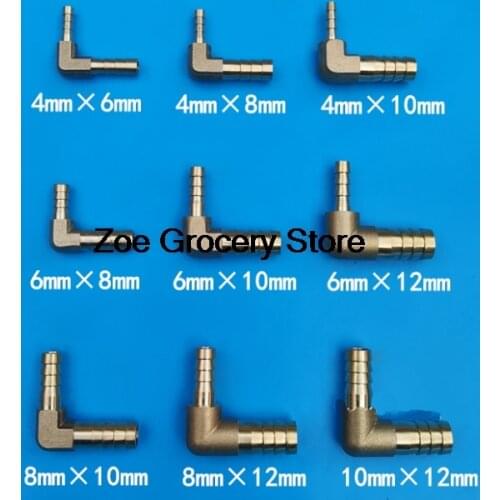 1Pc 4 6 8 10 12mm Hose Barbed x Hose Barbed Elbow L Type Brass Pipe Fitting Reducer Coupler Connector Adapter Air Fuel Gas Water