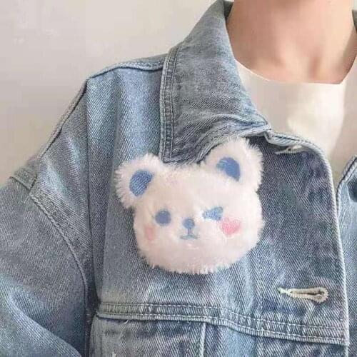 Ins plush bear brooch accessories cute Japanese cartoon doll clothing bag pin decoration waison girl hair accessories 1pc