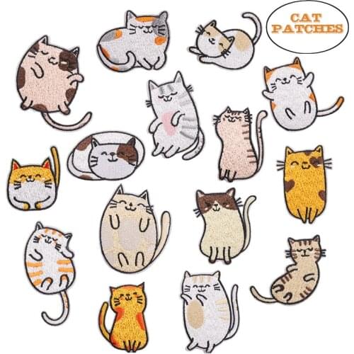 1pcs Cute Cartoon Anime Kittens Embroidery Cloth Stickers Clothing Shirt Bag Mobile Hat Patch Badg Sew Logo Stickers Accessori