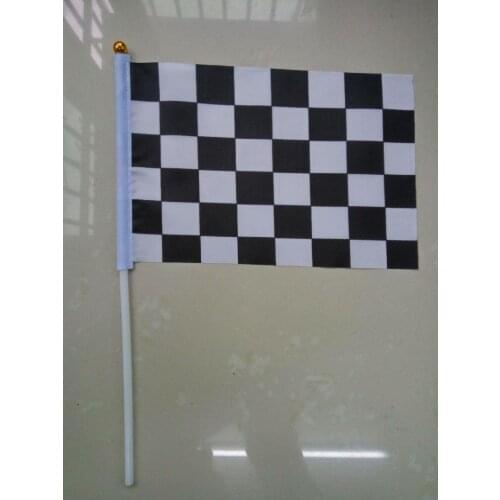 10PCS/lot Formula 14X21cm free shipping black and white checkered flag Racing Flags hand waving small flags