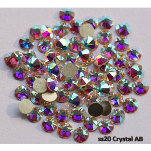 1440pcs/Lot, AAA New Facted (8 big + 8 small) ss20 (4.8-5.0mm) Crystal AB Nail Art Glue On Non-hotfix Rhinestones