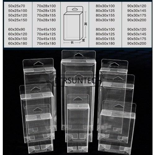 200pcs/lot PVC Clear Plastic Packaging Boxes with Hang Hole Small Craft Gift Wedding Party Favor Transparent Package Box 32 Size