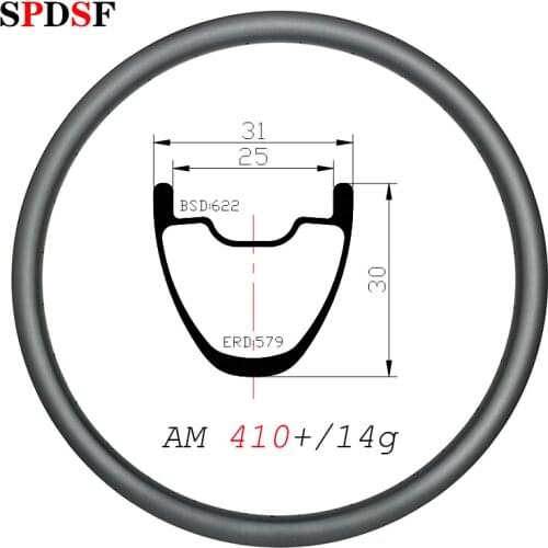 29er 31mm wide 410g All mountain carbon rims tubeless disc 30mm deep 24H 28H 32H UD 3K 12K 29inch MTB AM carbon wheels clincher