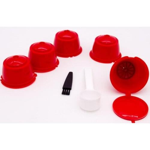 5pcs Reusable Coffee Capsule Filter Cup for Nescafe Dolce Gusto Refillable Caps Spoon Brush Filter Baskets Coffeeware Gift