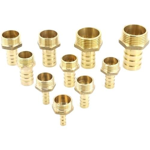 6/8/10/12/14/16mm Hose Barb Tail 1/8" 1/4" 1/2" 3/8" BSP Male Connector Brass Barb Pipe Fitting Copper Pagoda Water Tube Fitting